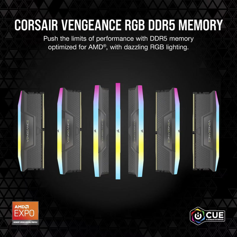 Afbeelding laden in galerijviewer, Corsair vengeance rgb 32 gb ddr5-6000 (2x 16 gb) werkgeheugen (zwart, cmh32gx5m2d6000z38, xmp, expo)
