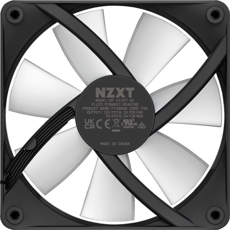 Load image into Gallery viewer, Nzxt f120 rgb core case fan (zwart, 120 x 120 x 26 mm, pwm, zonder controller)
