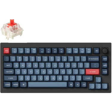 Keychron v1 max-d1 rgb mechanisch toetsenbord (zwart, us lay-out (qwerty), gateron jupiter red, 75%, rgb leds, double-shot pbt, hot swap, 2.4 ghz | bluetooth | usb-c, knob)