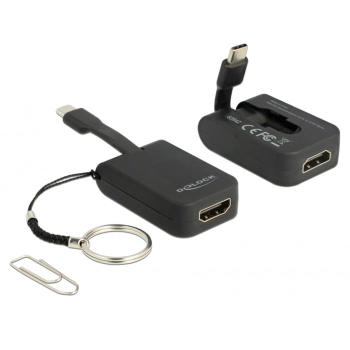 Load image into Gallery viewer, Delock usb-c > hdmi adapter sleutelhanger (zwart, 4k 30hz)
