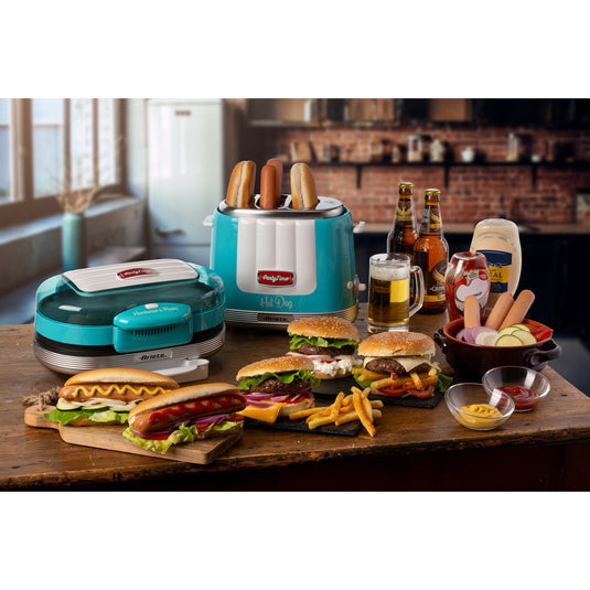 Ariete party time hamburger maker 0205 01 elektrische bakplaat (lichtblauw wit)