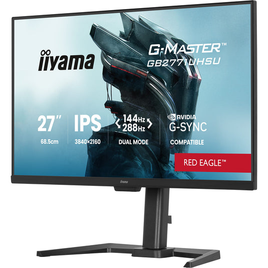 Iiyama g-master red eagle gb2771uhsu-b1 27 4k uhd gaming monitor (zwart (mat), 2x hdmi, displayport, 2x usb-a, 2x usb-c, 144 hz 288 hz)