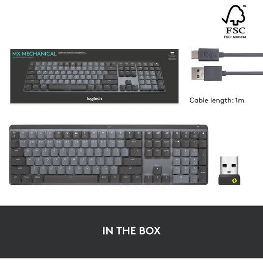 Logitech mx mechanical, toetsenbord (zwart grijs, us-international, bluetooth low energy)