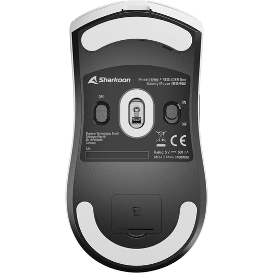 Sharkoon fireglider one gaming muis (wit, 400 - 12.000 dpi, 2.4 ghz usb)