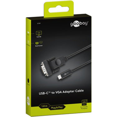 Goobay usb-c naar vga adapterkabel (zwart, 1,8 meter)