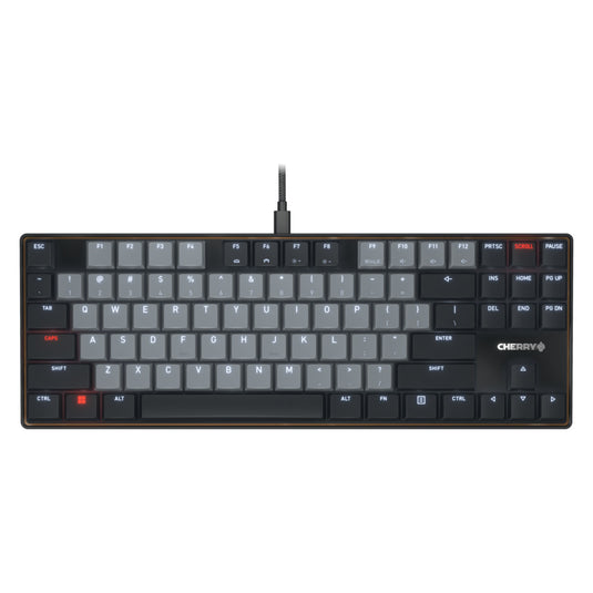 Cherry kc 500 mx lp tkl mechanisch toetsenbord (zwart, us lay-out (qwerty), mx low profile 2.0 ivory, 80% (tkl), white leds, pbt keycaps)
