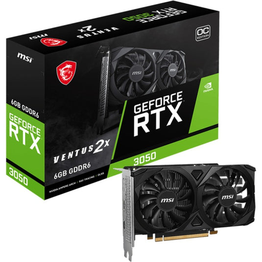 Msi geforce rtx 3050 ventus 2x e 6g oc grafische kaart (2x hdmi, 1x displayport, dlss)