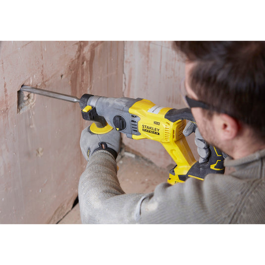 Stanley fatmax v20 18v borstelloze accu hamerboorcombokit boorhamer (geel zwart, sds+, 2 accu's en lader inbegrepen, met koffer)