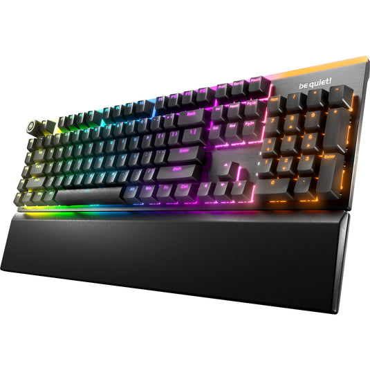 Be quiet! light mount silent tactile rgb mechanisch gaming toetsenbord (zwart, us lay-out (qwerty), silent tactile, 100%, argb, pbt double-shot keycaps)