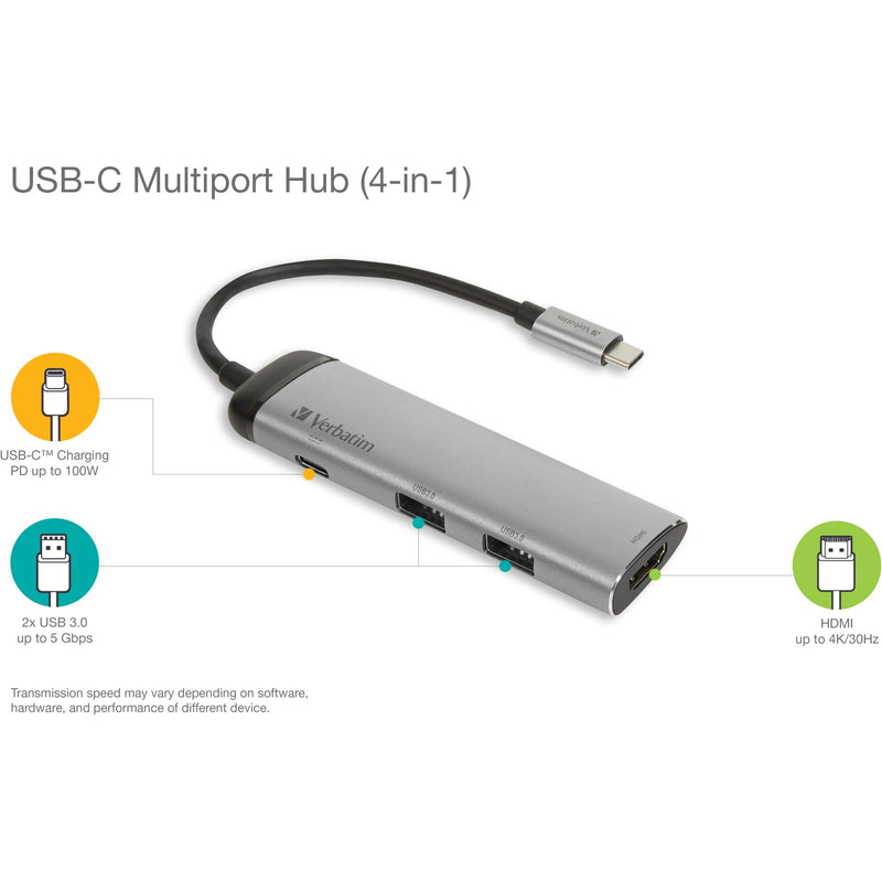 Load image into Gallery viewer, Verbatim USB 3.2 Gen 1 multiport hub, USB-C > 2x USB-A + US
