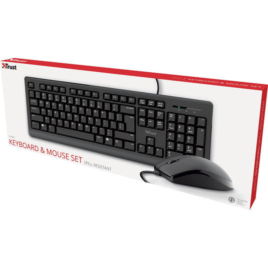 Trust primo keyboard mouse set, desktopset (zwart, us lay-out, membraan)