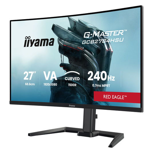 Iiyama g-master red eagle gcb2784hsu-b1 27 curved gaming monitor (zwart, 2x hdmi, 1x displayport, usb, audio, amd free-sync, 240 hz)