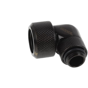 Alphacool eiszapfen 16 mm hardtube compressiefitting 90° draaibaar g1 4 verbinding (zwart, gekarteld, diep zwart)