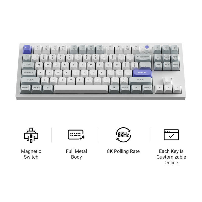 Load image into Gallery viewer, Keychron q3 he 8k magnetic switch keyboard (wit, us lay-out (qwerty), ultra-fast lime, 80% (tkl) , rgb, hot swap, 8k)
