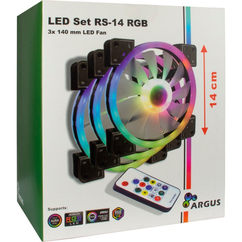Chargez l'image dans la visionneuse de la galerie, Inter-tech argus rgb fan set rs-14 case fans (zwart, 3 stuks, 140 x 140 x 25 mm, pwm)
