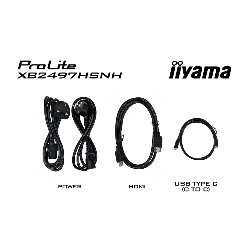 Load image into Gallery viewer, Iiyama prolite xb2497hsnh-b1 23.8 monitor (zwart, hdmi, displayport, lan, audio, usb-c, webcam)
