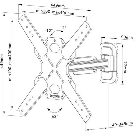 Neomounts wl40s-840bl14 select tv wandsteun standaard (zwart)