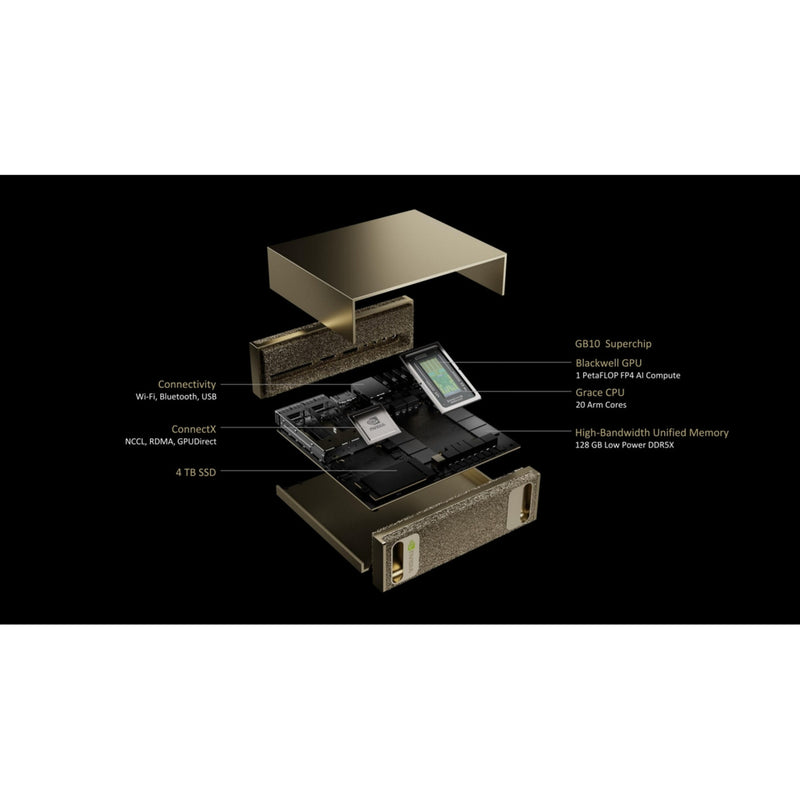 Afbeelding laden in galerijviewer, Nvidia® dgx spark founders edition pc-systeem (goud | nvidia grace | nvidia blackwell | 128 gb | 4 tb ssd)

