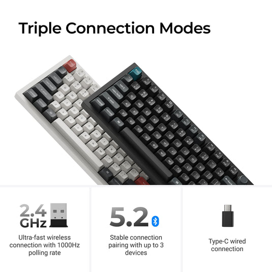 Keychron q6 ultra-m1 8k wireless custom mechanical keyboard (zwart, us lay-out (qwerty), silk pom red, 100%, rgb, hot swap, 8k, 2.4 ghz bluetooth 5.2 usb-c)