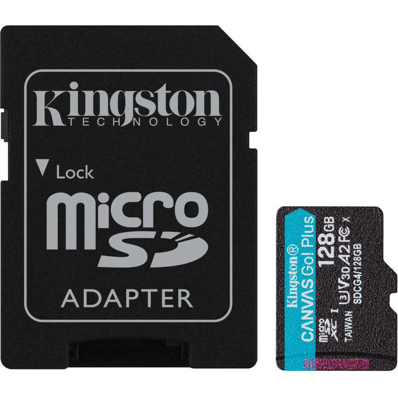 Load image into Gallery viewer, Kingston canvas go! plus microsdxc 128 gb geheugenkaart (zwart, incl. adapter, class 10, uhs-i u3, v30, a2)
