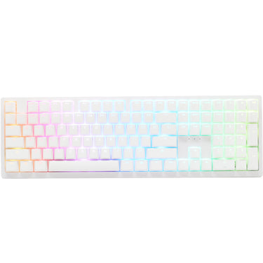 Ducky zero 6108 pure white rgb mechanisch gaming toetsenbord (wit, us lay-out (qwerty), cherry mx2a speed silver, 100%, rgb leds, double-shot pbt, hot swap, 2.4ghz | bluetooth | usb-c)