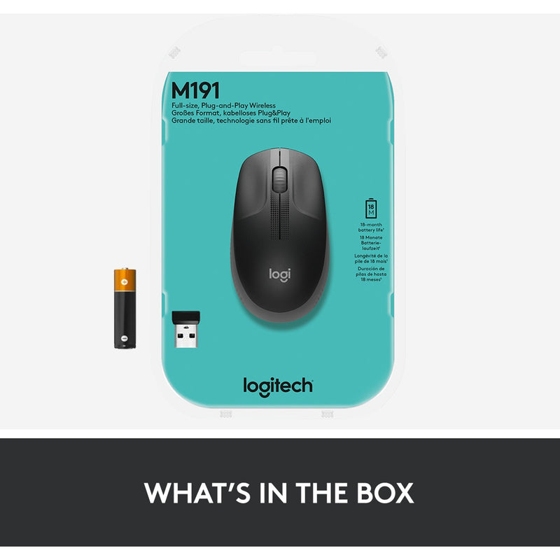 Afbeelding laden in galerijviewer, Logitech m190 full-size wireless mouse (zwart, 1000 dpi)
