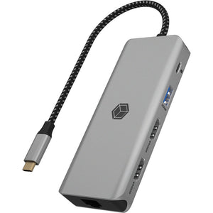 Icy box ib-dk4012-cpd dockingstation (aluminium, hdmi, usb-a, displayport, sd microsd-kaartlezer)