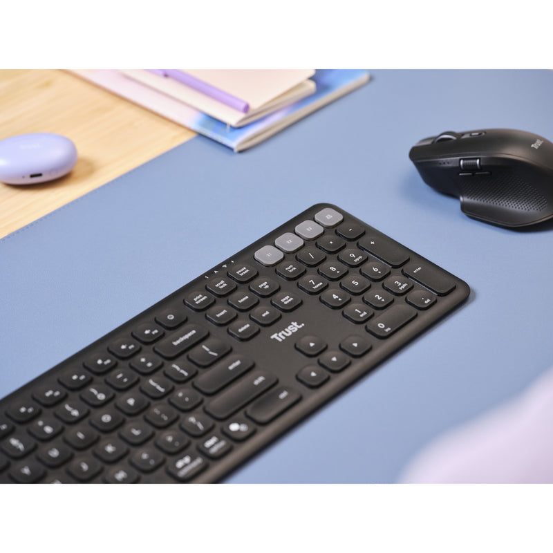 Load image into Gallery viewer, Trust vaiya draadloos toetsenbord (zwart, us lay-out (qwerty), 100%, bluetooth 2.4ghz)
