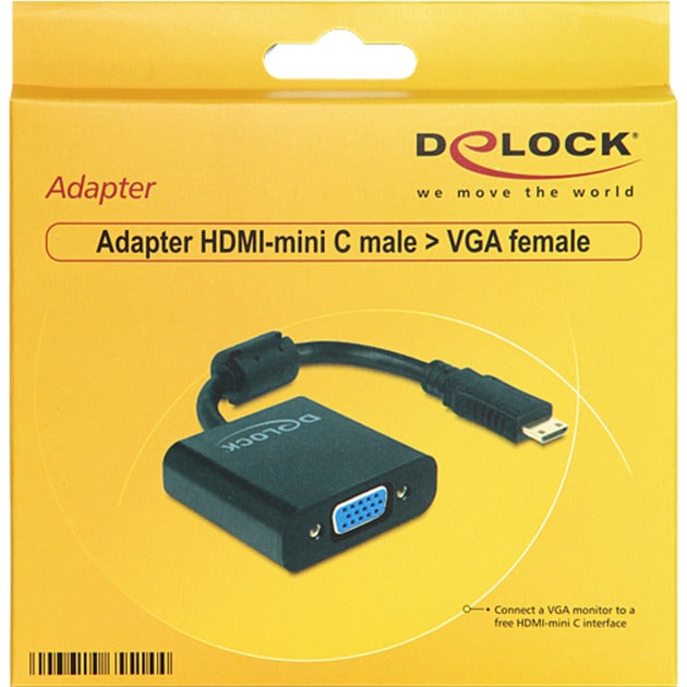 Load image into Gallery viewer, Delock mini hdmi-c (male) > vga (female) adapter (zwart, 0,24 meter)
