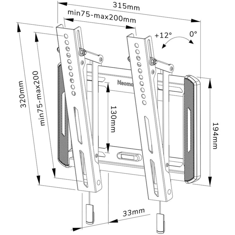 Load image into Gallery viewer, Neomounts wl35-550bl12 tv wandsteun wandmontage (zwart)
