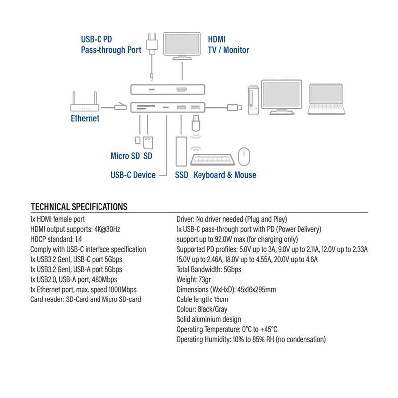 Load image into Gallery viewer, Act connectivity usb-c 4k docking station voor 1 hdmi monitor, ethe
