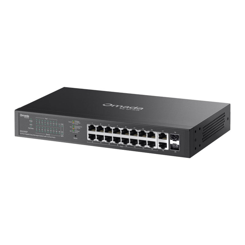 Chargez l'image dans la visionneuse de la galerie, Tp-link omada es220gp 20-poort gigabit easy managed switch (zwart, 16x poe+, 2x gigabit sfp)
