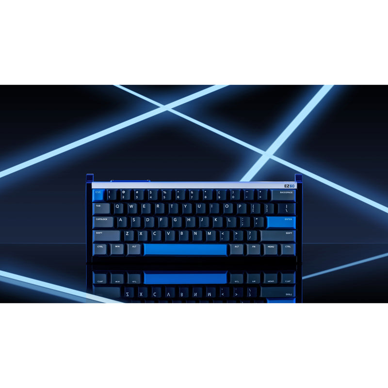 Load image into Gallery viewer, Iqunix ez60 magnetic switch gaming he keyboard, gaming toetsenbord (zwart blauw, us lay-out, us-international, gateron magnetic jade pro, 60%, rgb, double shot pbt keycaps)
