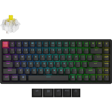 Keychron k2 qmk-j4 rgb mechanisch toetsenbord (zwart, us lay-out (qwerty), super banana, 75%, rgb leds, cherry double-shot pbt, hot swap, bluetooth 5.2 | usb-c)
