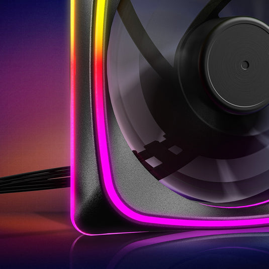 Sharkoon shark lights rgb pwm case fan (zwart, 120 x 120 x 25 mm)