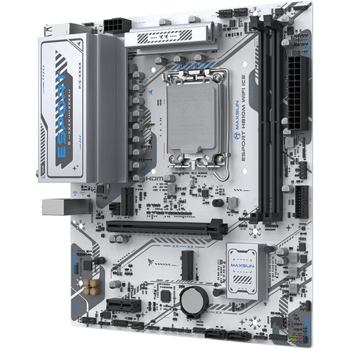 Cargue la imagen en el visor de la galería, Maxsun ms-esport h810m wifi ice socket 1851 moederbord (wit, 2.5 gb-lan, wlan, bt, sound, µatx)

