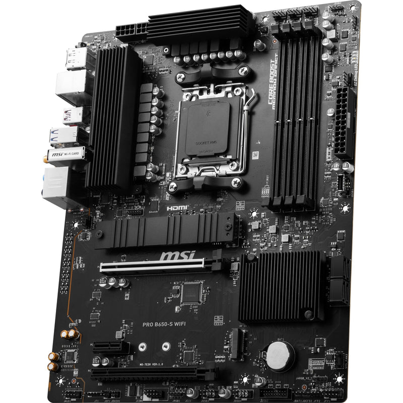 Load image into Gallery viewer, Msi pro b650-s wifi socket am5 moederbord (zwart, raid, 2.5 gbe-lan, wi-fi 6e, bt, sound, atx)

