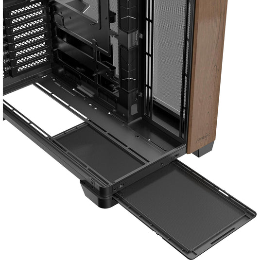 Antec c8 curve wood midi tower behuizing (zwart houtkleur | 2x usb-a | 1x usb-c | tempered glass)