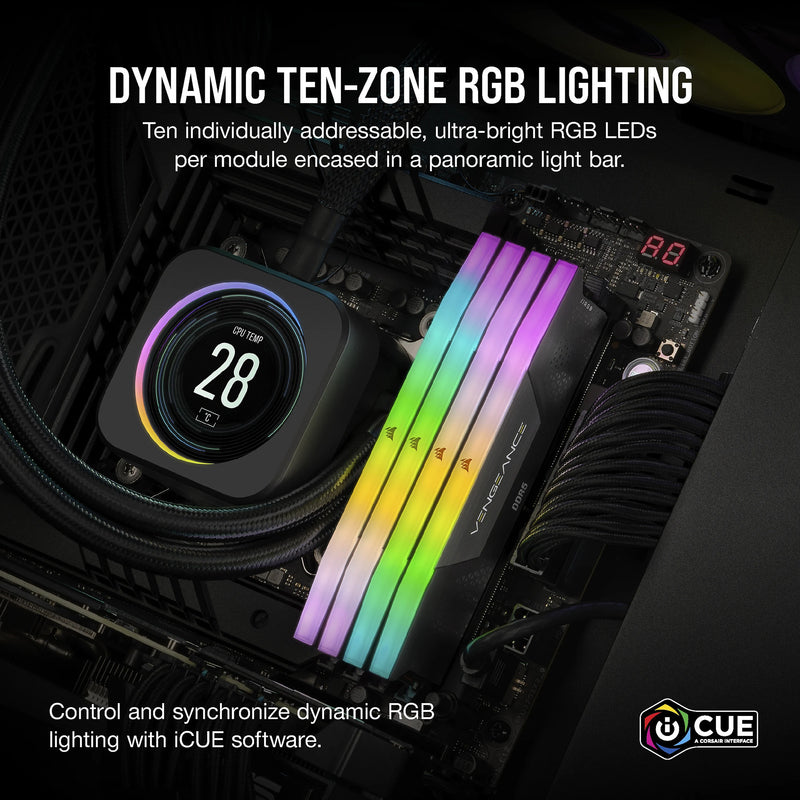 Load image into Gallery viewer, Corsair vengeance rgb 32 gb ddr5-6000 (2x 16 gb) werkgeheugen (zwart, cmh32gx5m2b6000c38, xmp 3.0)
