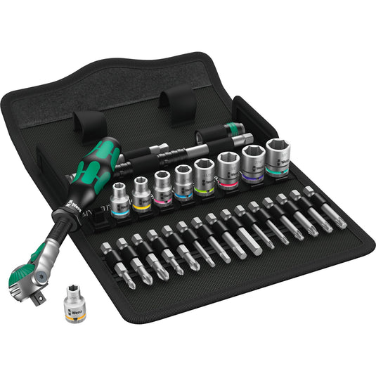 Wera 8100 sa 9 zyklop speed-ratelset gereedschapsset (zwart groen, 1 4 -aandrijving, 28-delig)