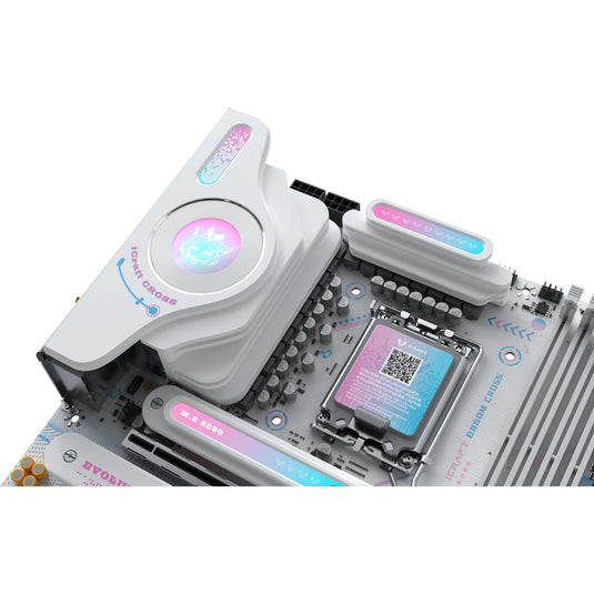 Maxsun ms-icraft b860m cross socket 1851 moederbord (wit, raid, 5 gb-lan, wlan, bt, sound, µatx)