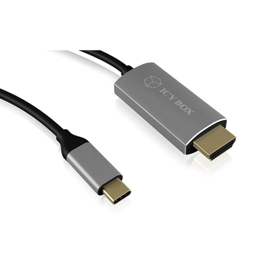 Icy box ib-cb020-c - usb-c (male) > hdmi (male) kabel (zwart, 1,8 meter)