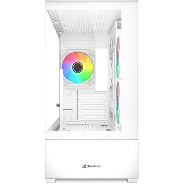 Sharkoon mk6 rgb mini tower behuizing (wit | 2x usb-a | 1x usb-c | rgb | tempered glass)