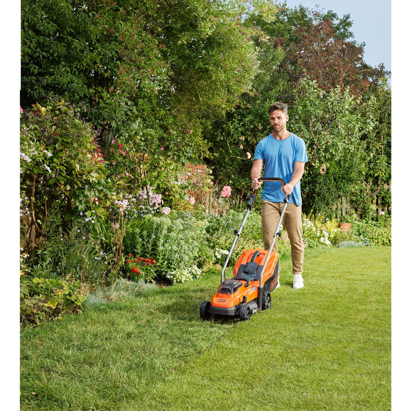 Load image into Gallery viewer, Black+decker bcmw3318l2-qw 2x 18v grasmaaier (oranje zwart, 2x 18v 2.5ah accu en oplader inbegrepen)
