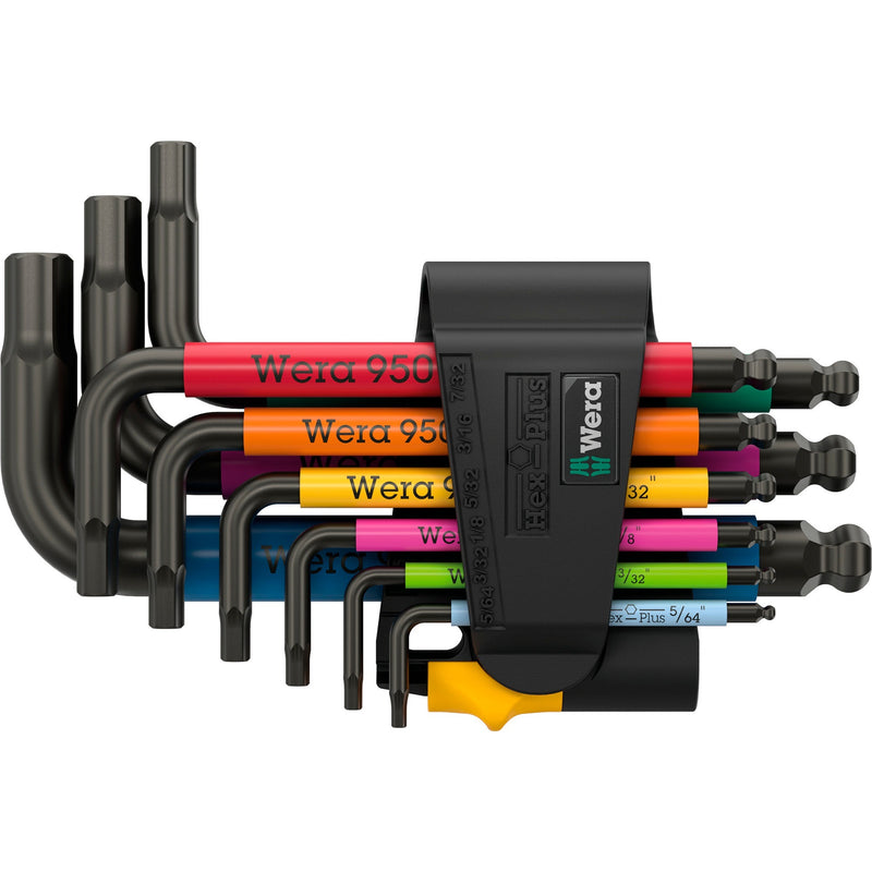 Load image into Gallery viewer, Wera 950 9 hex-plus multicolour imperial 3 stiftsleutelset, blacklaser (zwart, 9‑delig)
