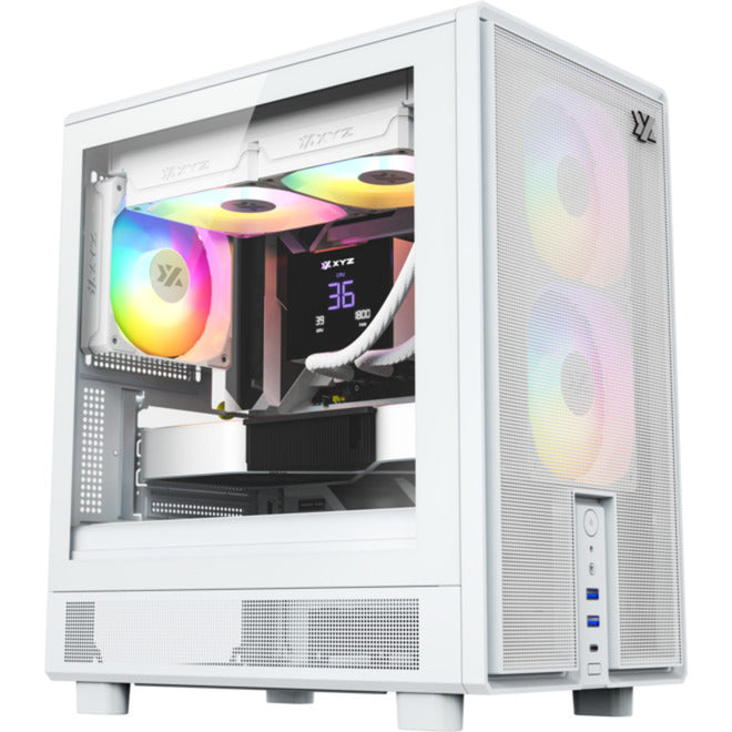 Cargue la imagen en el visor de la galería, Xyz pc gear atom midi tower behuizing (wit | 2x usb-a | 1x usb-c | tempered glass)
