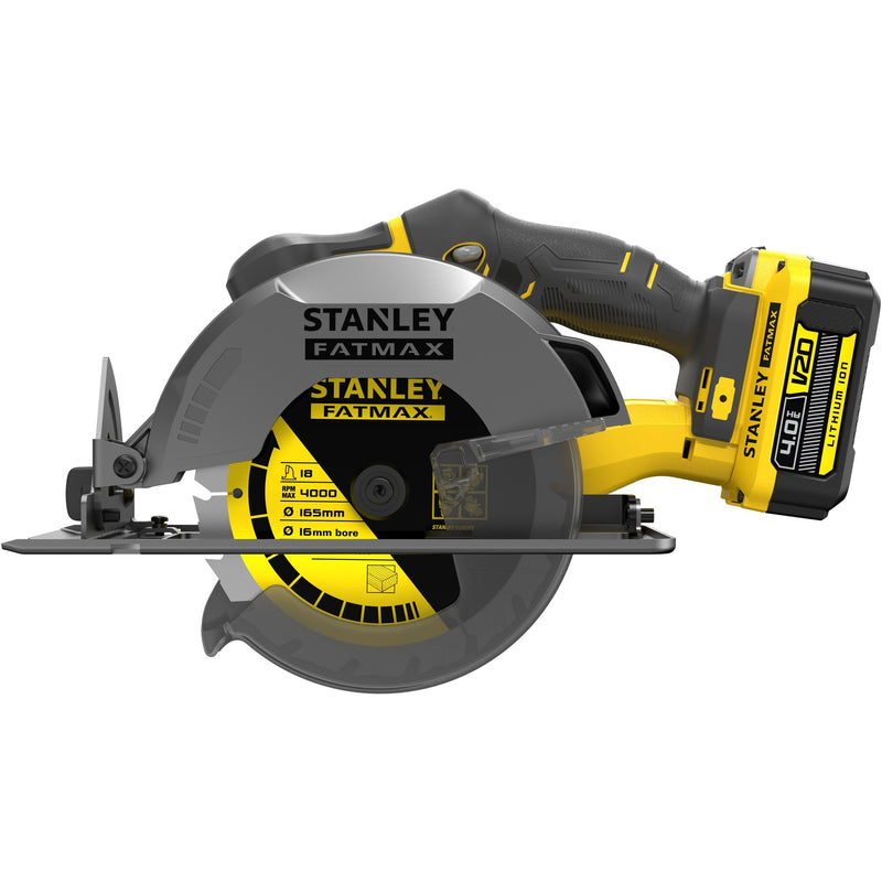 Load image into Gallery viewer, Stanley fatmax v20 18v handcirkelzaag (geel zwart, koffer, 2 accu's (2.0ah) en oplader (4a) inbegrepen)

