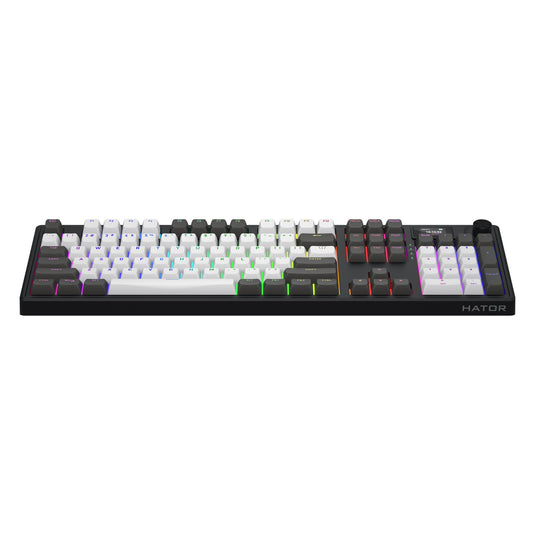 Hator skyfall pro wireless rgb mechanisch gaming toetsenbord (zwart, us lay-out (qwerty), hator aurum vanilla silent, 100%, rgb, double-shot pbt, hot-swap, 2.4ghz bluetooth usb-c)