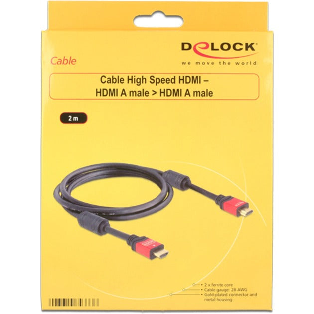 Load image into Gallery viewer, Delock high speed hdmi – hdmi a male > hdmi a male kabel (zwart, 2 meter)
