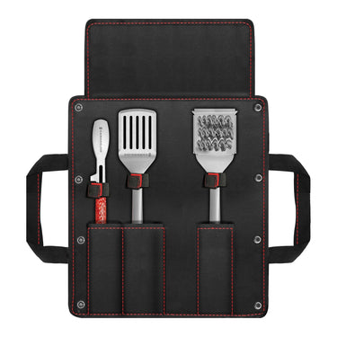 Kamado joe krafted stalen grillgereedschap accessoire set grillbestek (3-delig, inclusief canvas draagtas)